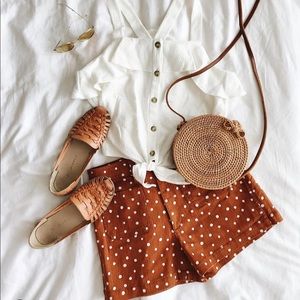 Madewell Orange Polka Dot Shorts